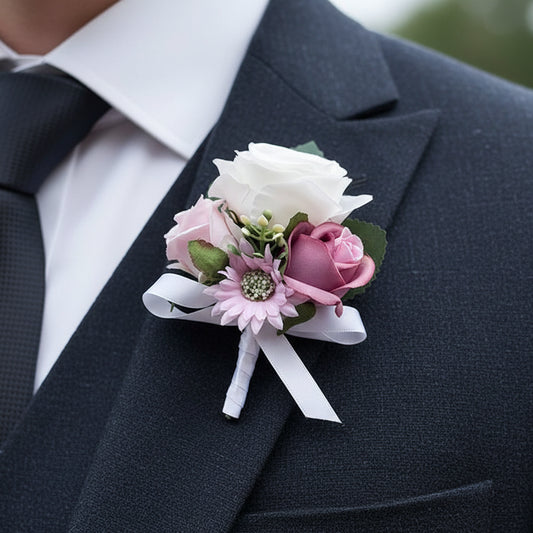 Pink & White Wedding Buttonhole