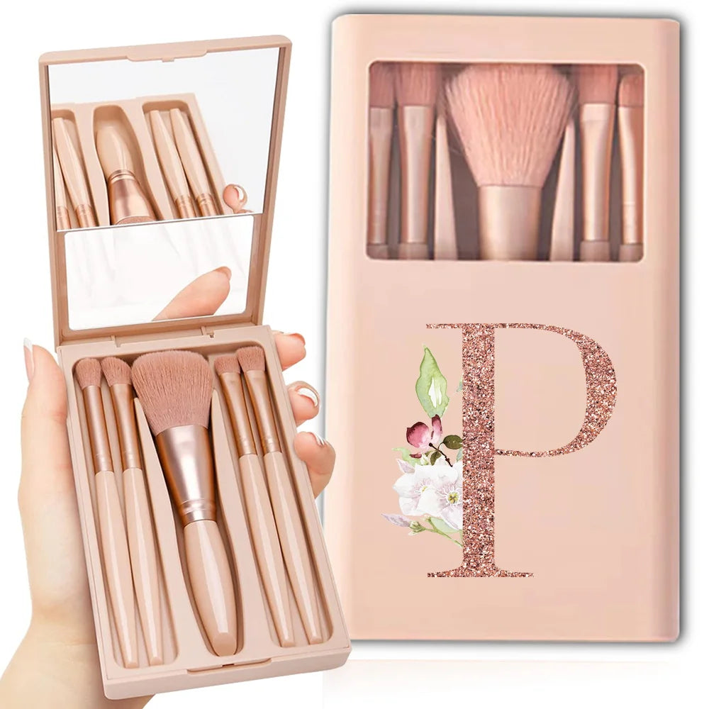 Makeup Brush Set with Case & Mirror