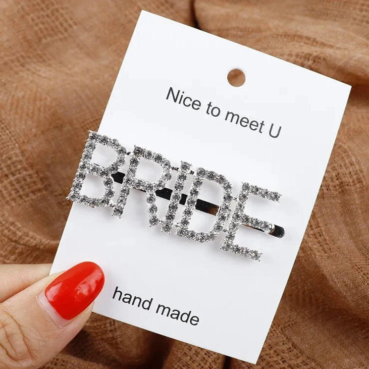 Bride and Team Bride glitter hair clips – sparkly hen party accessories