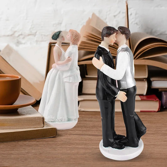 Romantic Bride Groom Dolls Wedding Decoration Supplies Cake Toppers Dolls Resin Marry Valentine's Figurine Gifts