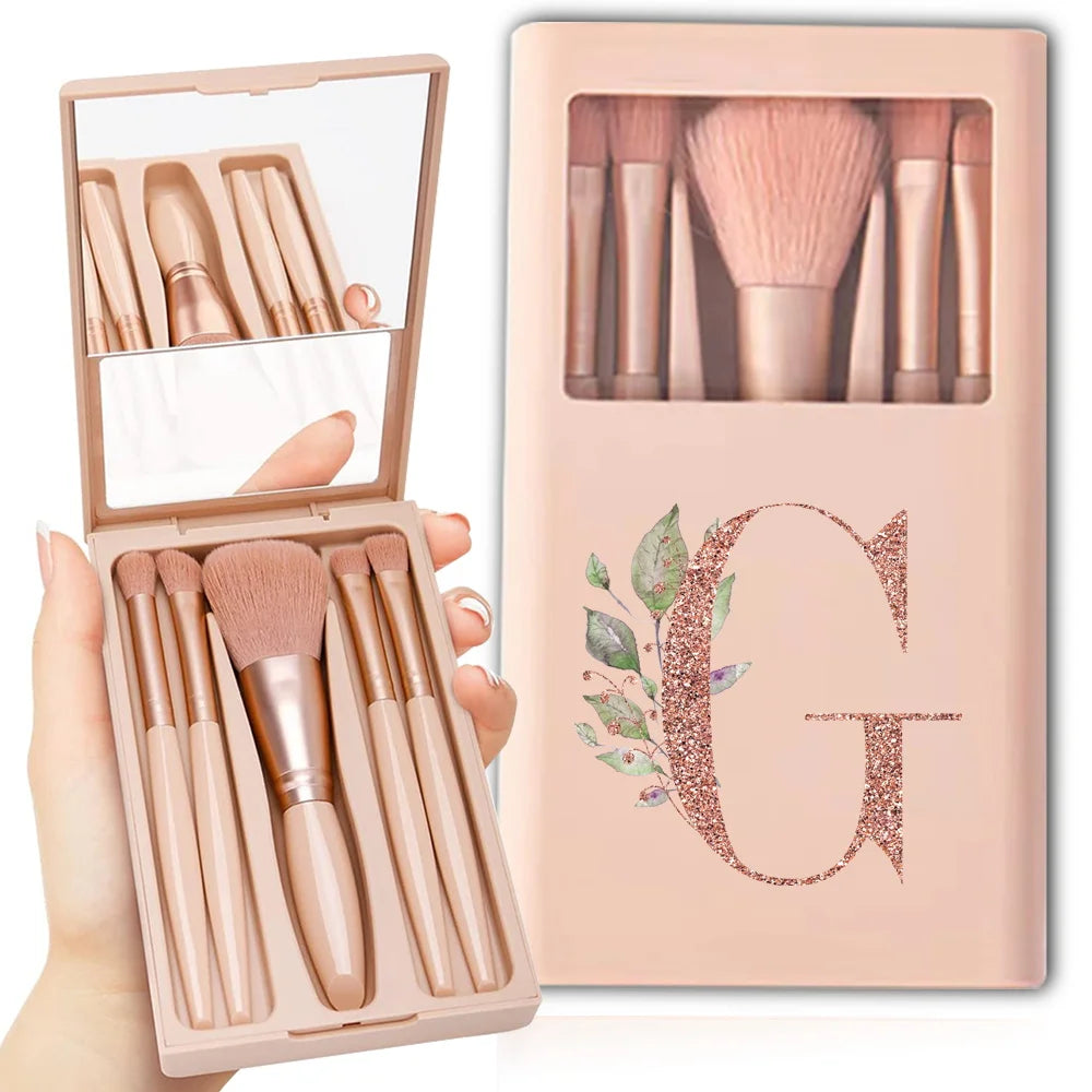 Makeup Brush Set with Case & Mirror