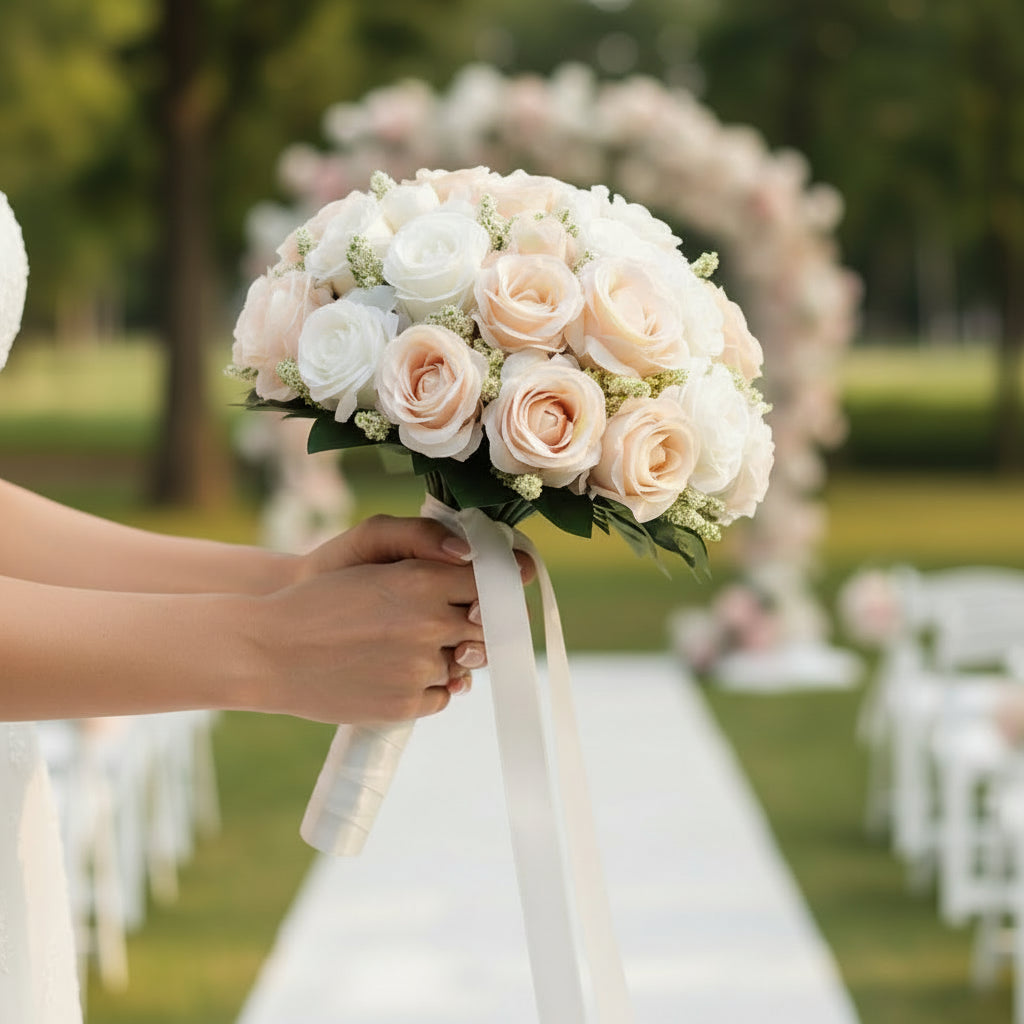 Champagne & White Wedding Bouquet