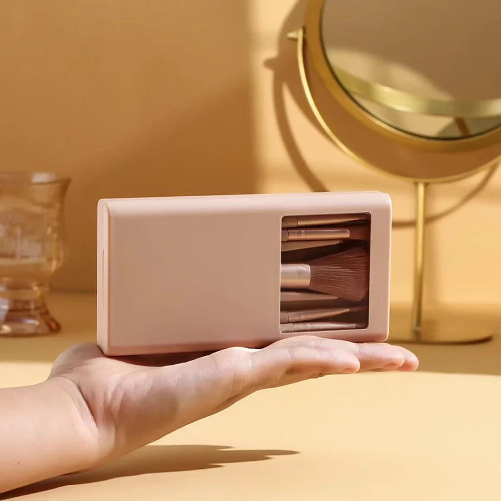 Makeup Brush Set with Case & Mirror