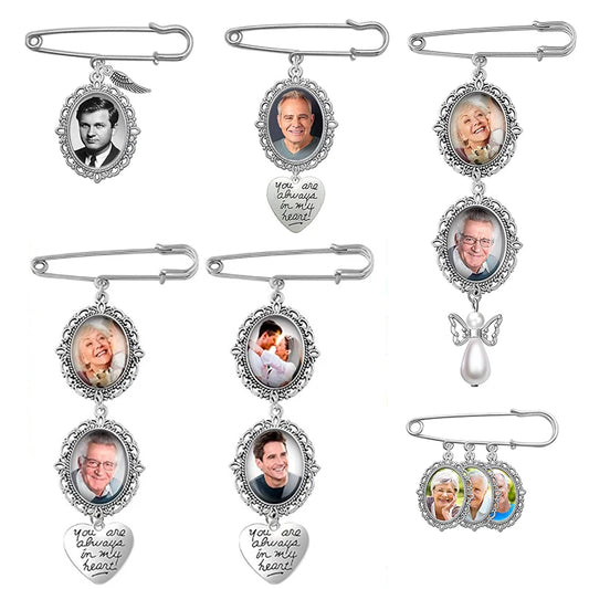 Silver angel wing wedding photo pendant with 1 to 3 frames – personalised keepsake favour