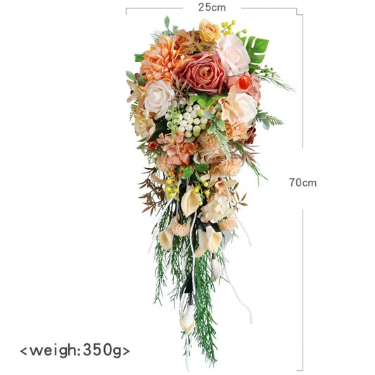 Champagne & Rose Cascading Bridal Bouquet