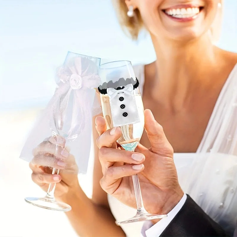 Bride & Groom Glass Decorations