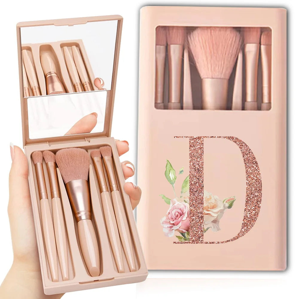 Makeup Brush Set with Case & Mirror