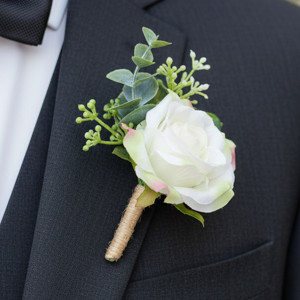 White Wedding Buttonhole