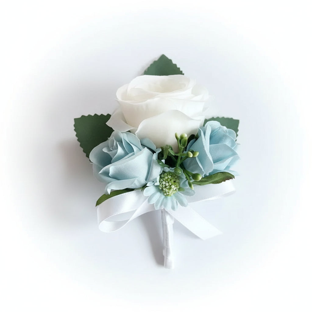 Blue & White Wedding Buttonhole