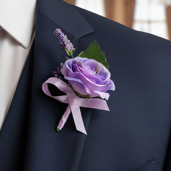 Purple Wedding Buttonhole
