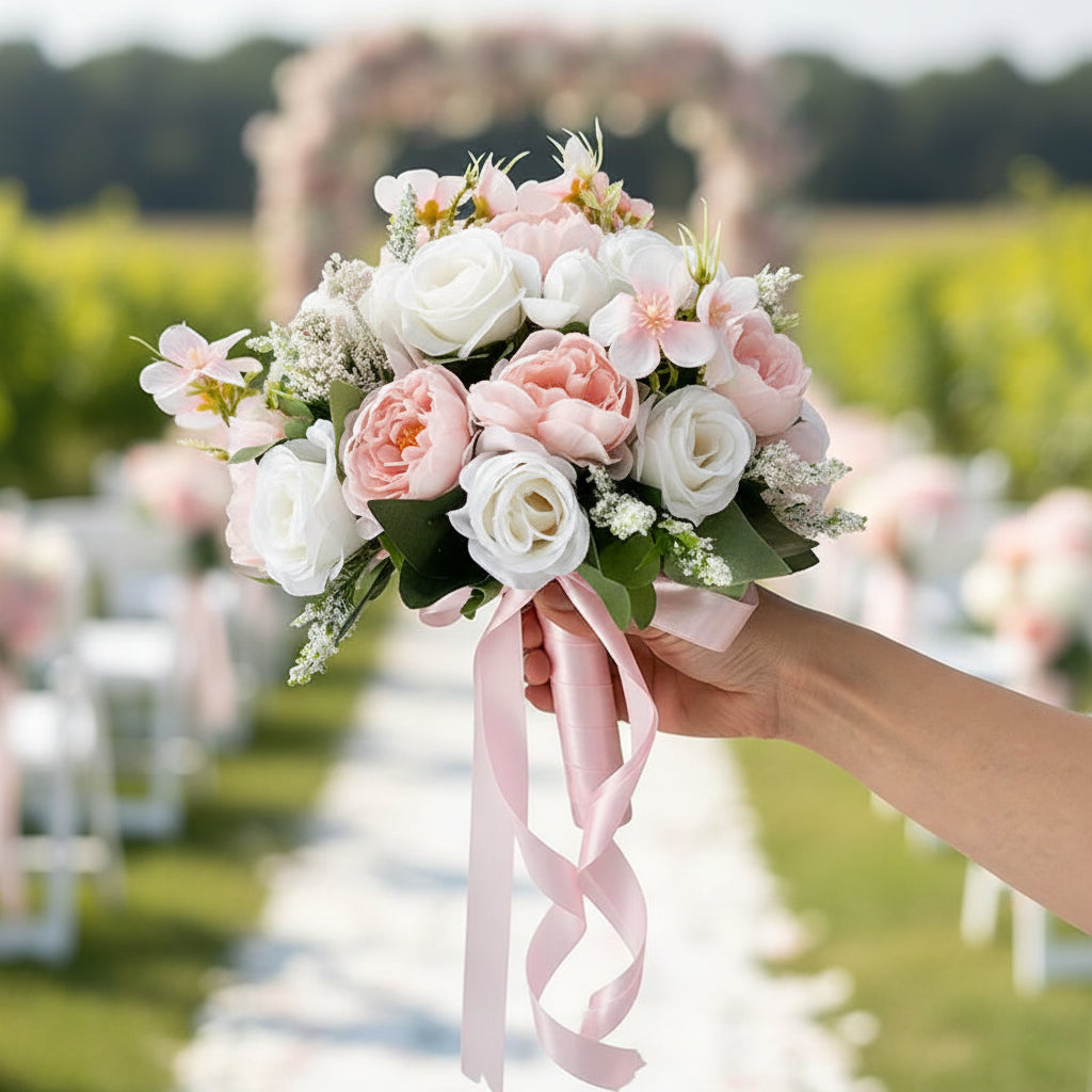 Pink & White Wedding Bouquet
