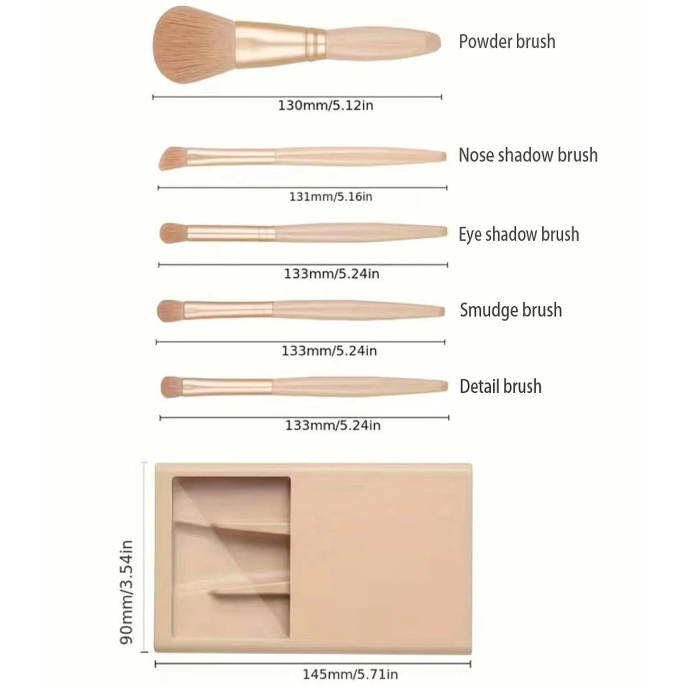 Makeup Brush Set with Case & Mirror