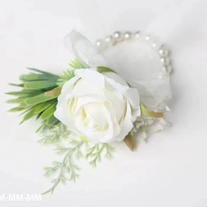 Floral wedding wrist corsage for guests and bridal party