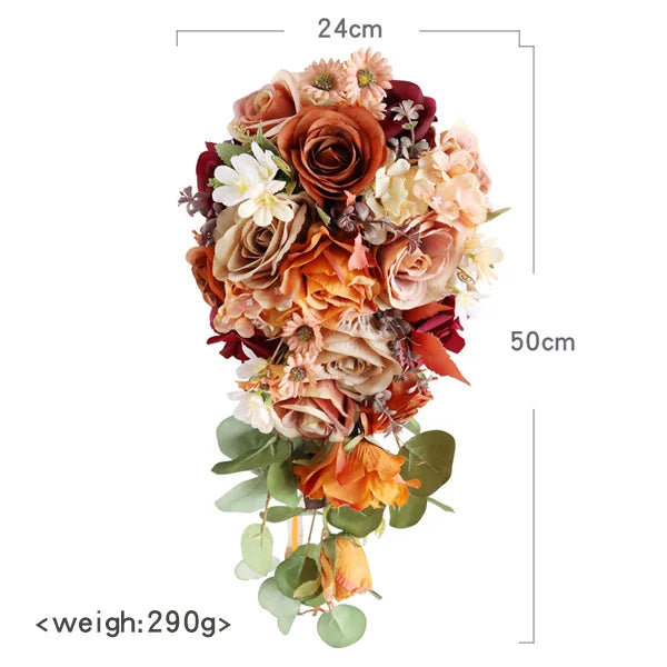 Orange & Champagne Cascading Bridal Bouquet