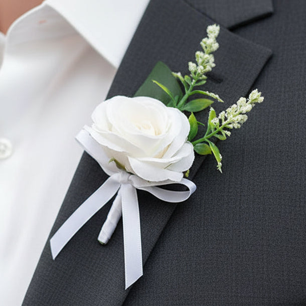 White Wedding Buttonhole