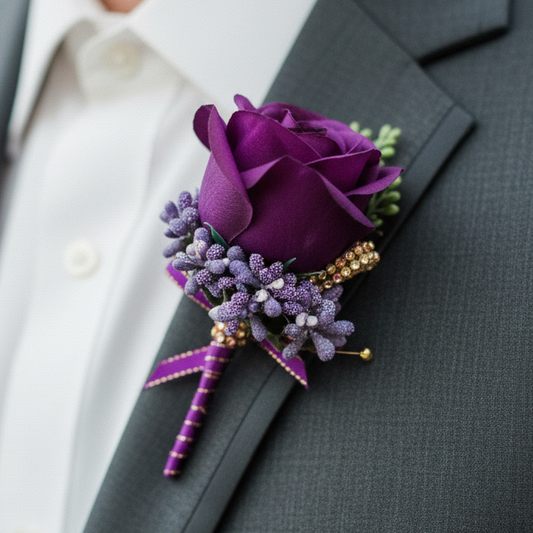 Purple Wedding Buttonhole