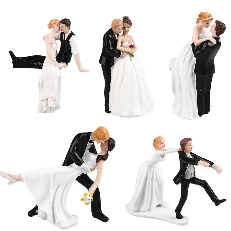 Romantic Bride Groom Dolls Wedding Decoration Supplies Cake Toppers Dolls Resin Marry Valentine's Figurine Gifts