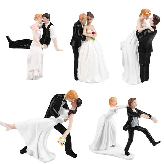 Romantic Bride Groom Dolls Wedding Decoration Supplies Cake Toppers Dolls Resin Marry Valentine's Figurine Gifts