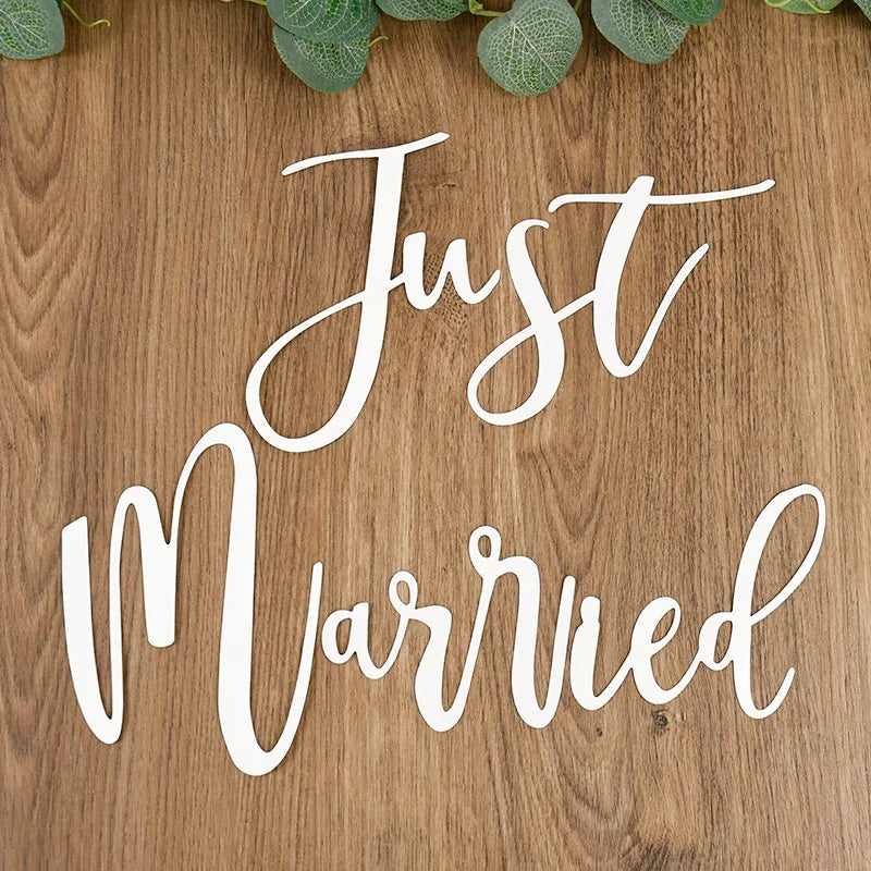 White "Just Married" Sticker