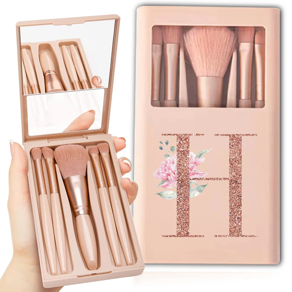 Makeup Brush Set with Case & Mirror
