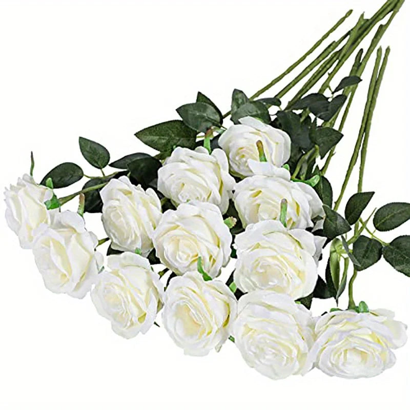 12 Rose Artificial Flowers (Various Colours)