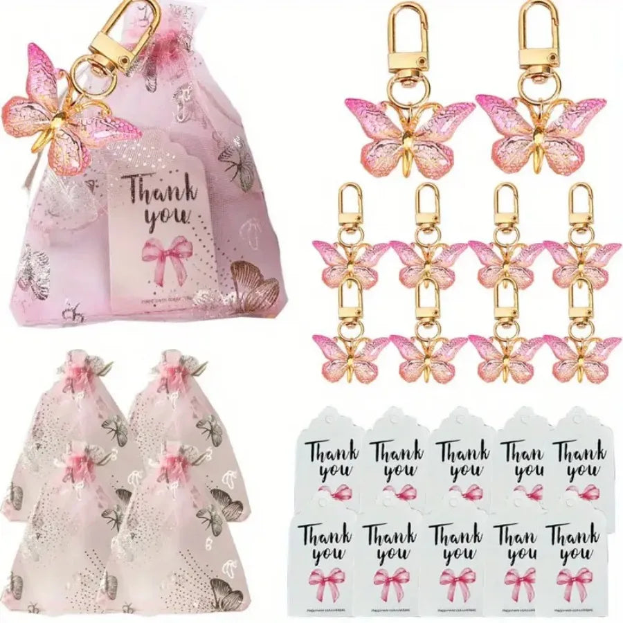 12 Butterfly Keychain Wedding Favour Sets