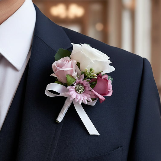 Pink & White Wedding Buttonhole
