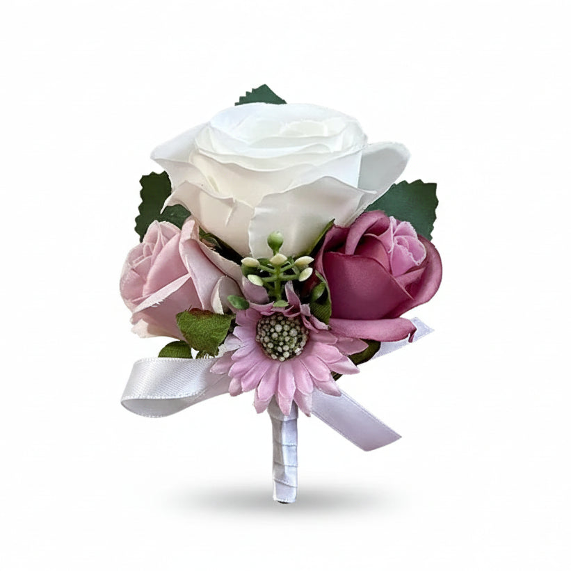 Pink & White Wedding Buttonhole