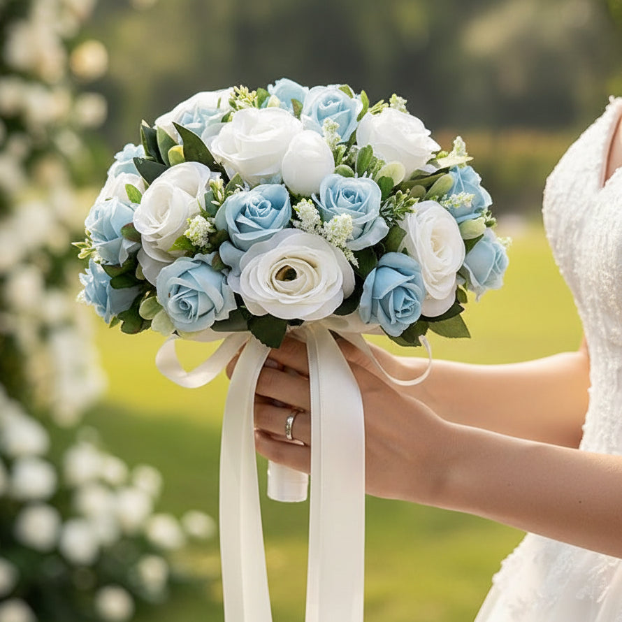 Blue & White Wedding Bouquet