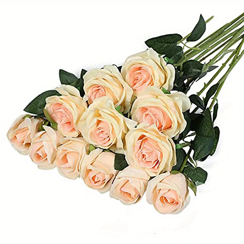 12 Rose Artificial Flowers (Various Colours)