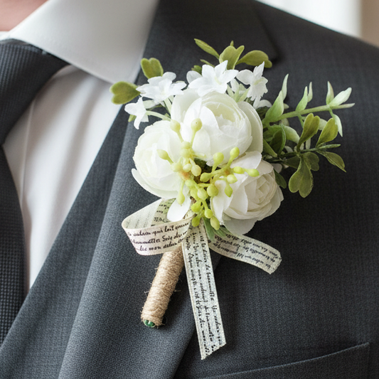 White Wedding Buttonhole