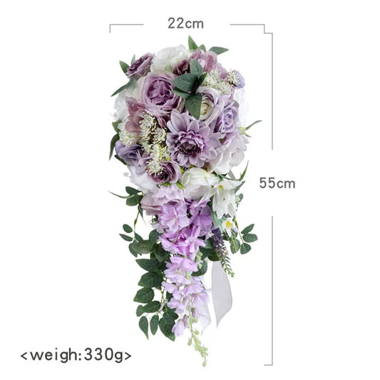 Purple Cascading Bridal Bouquet