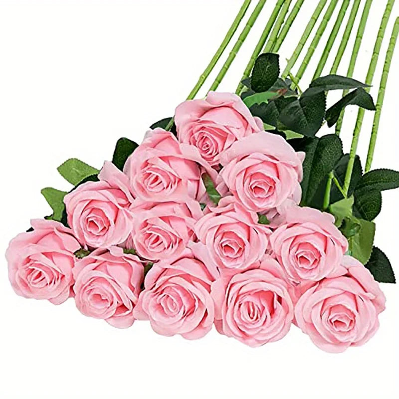 12 Rose Artificial Flowers (Various Colours)