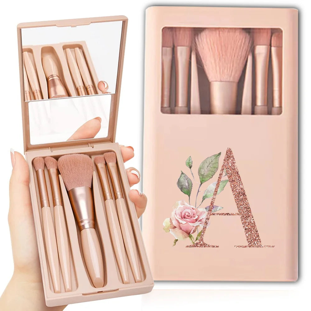 Makeup Brush Set with Case & Mirror