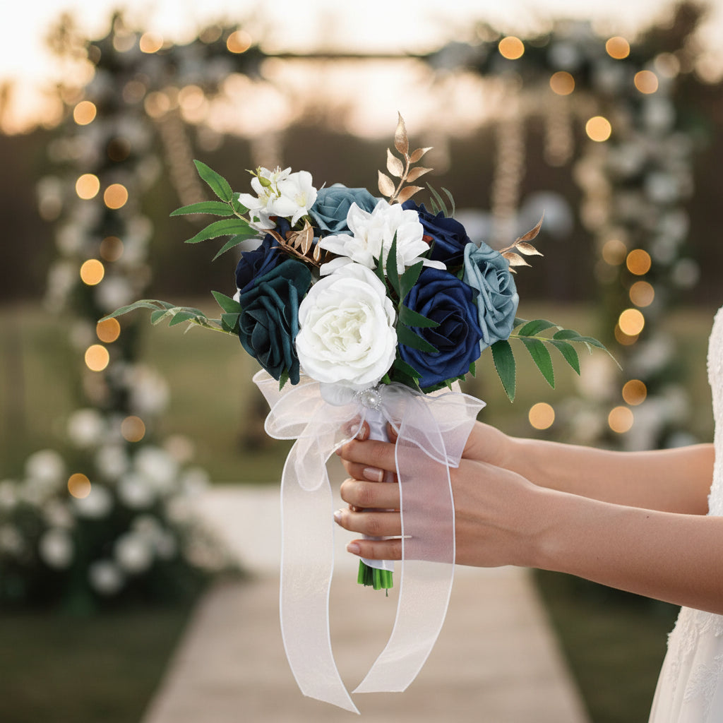 Navy & White Wedding Bouquet