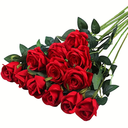 12 Rose Artificial Flowers (Various Colours)