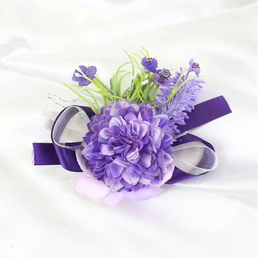 Artificial wedding wrist corsage with realistic flowers