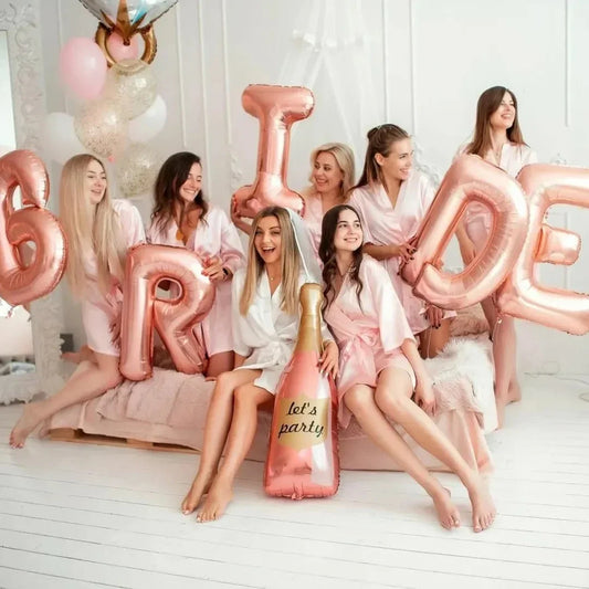 80cm foil BRIDE balloons in rose gold and gold for wedding and hen party décor