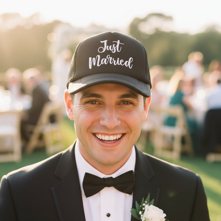 Just Married Bride & Groom Hats
