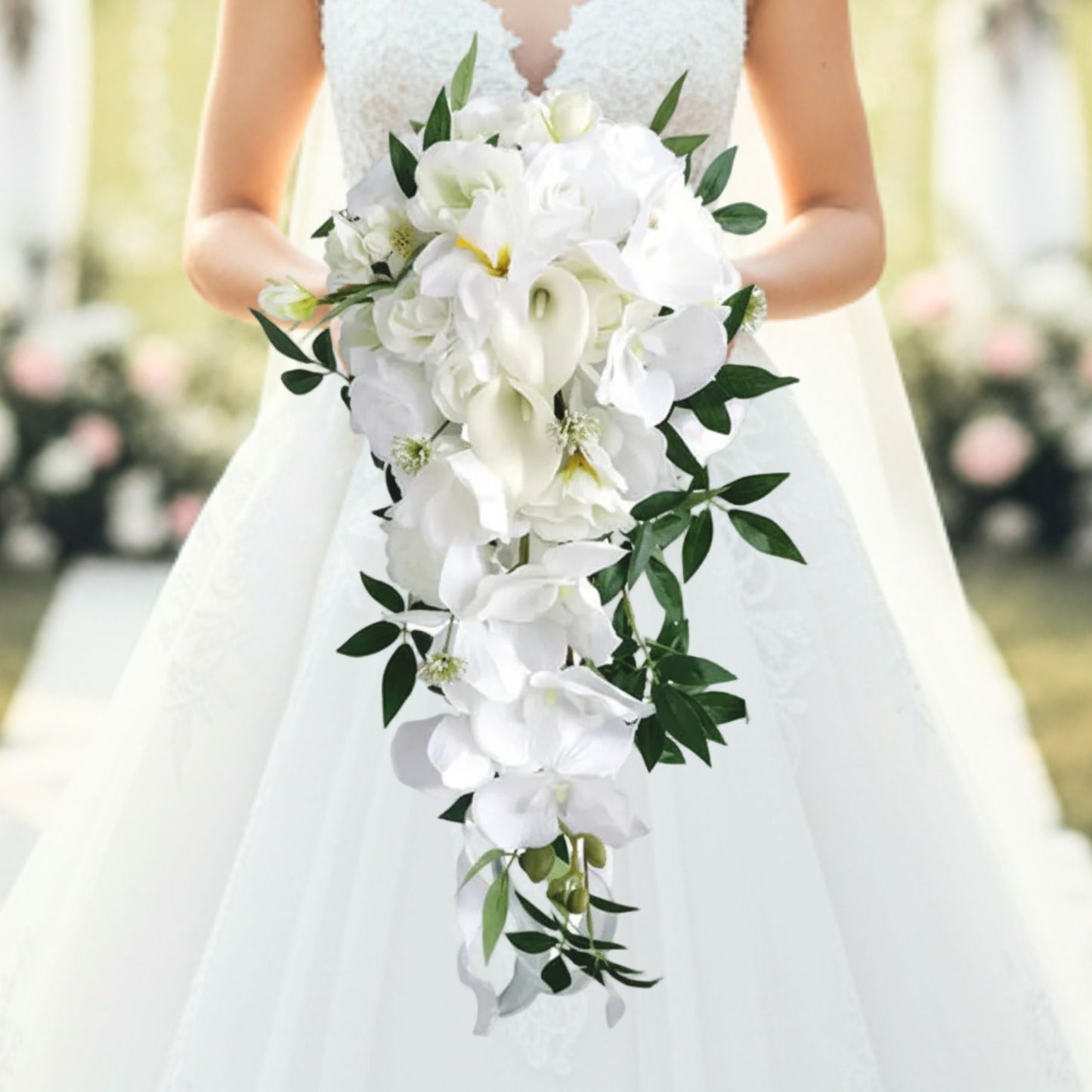 White Cascading Bridal Bouquet