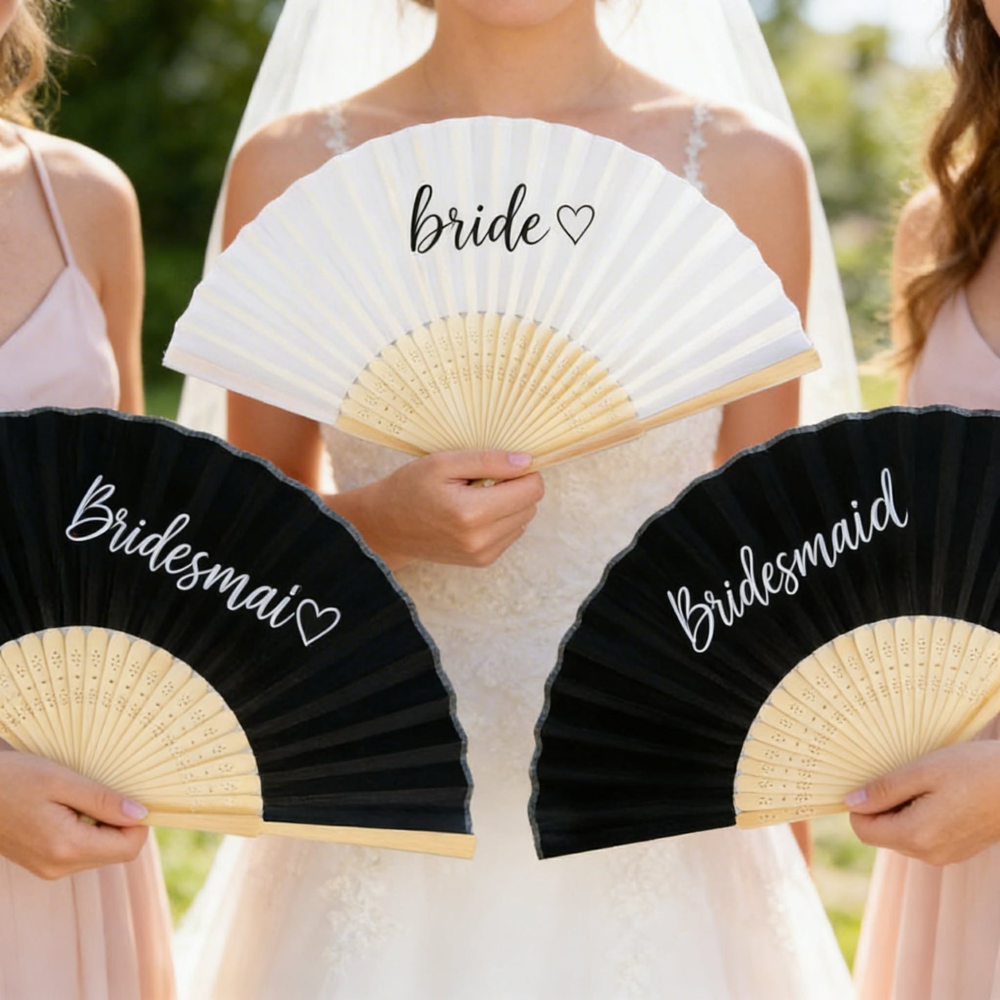 Bride & Bridesmaid Folding Wedding Fans